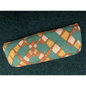 Vintage fabric metal hard eyeglass case boho hippi